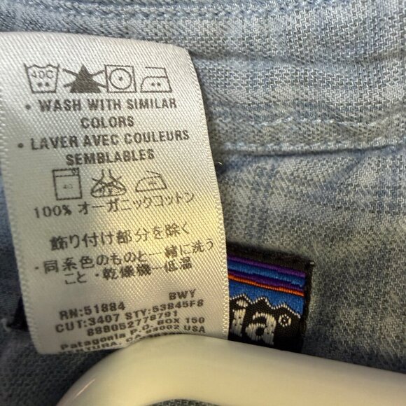 Patagonia Women’s Organic Cotton Button-Down Shirt Large Blue/Gray EUC - Picture 5 of 10